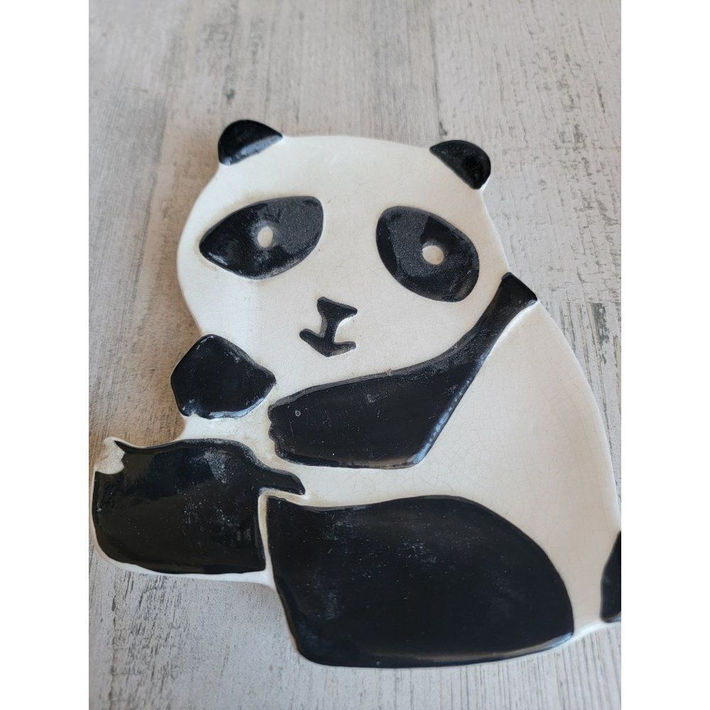 Vohann AS IS panda bear ceramic trinket‎ plate zoo